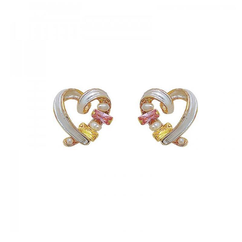 Wholesale Heart Shape Pearl Crystal Earrings